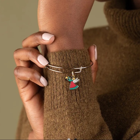NWT! Alex & Ani color infusion holiday Angel gold bangle bracelet - Picture 2 of 8